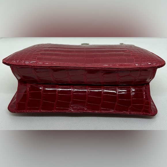 Judith Leiber Red Alligator Crocodile Clutch Shoulder Bag VERY RARE - Picture 8 of 12